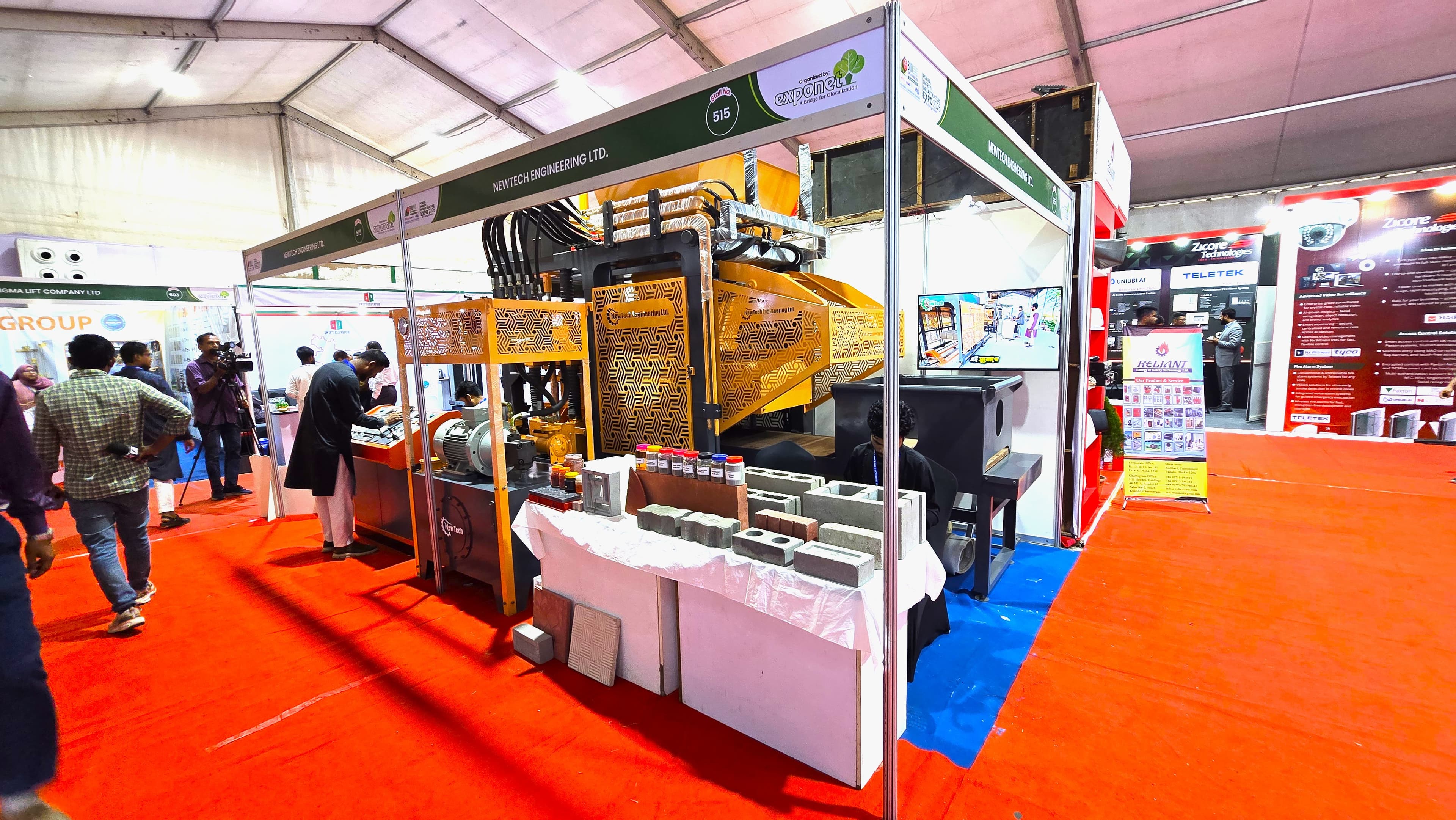 NewTech Engineering exhibition booth with automatic block machine on display at China Maitree Expo 2026