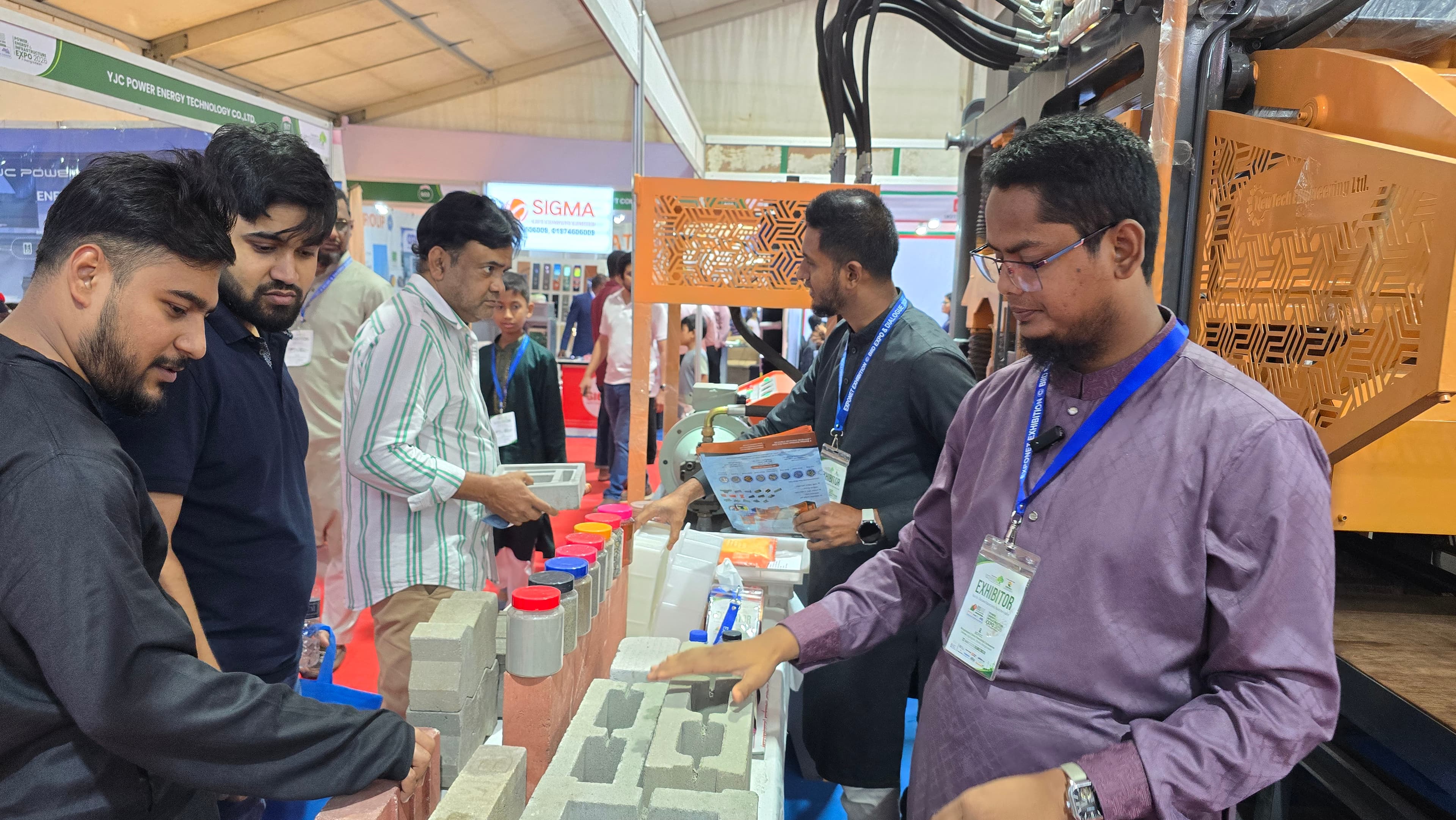 Block machine and finished block products showcased at the NewTech booth